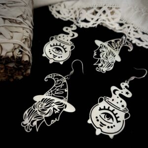 Boucles d'oreilles sorciere et chaudron