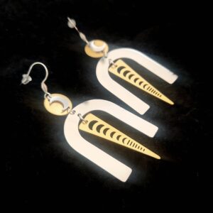 boucles oreilles lunes argent et doré