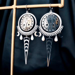 boucles oreilles lune argenté
