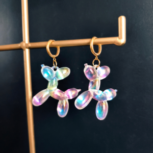 boucles oreilles chien holographique