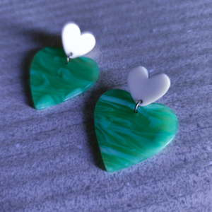 boucles oreilles coeur vert