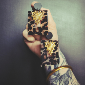 boucles oreilles ex voto leopard