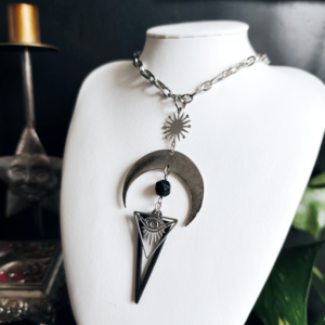 collier lune argentee