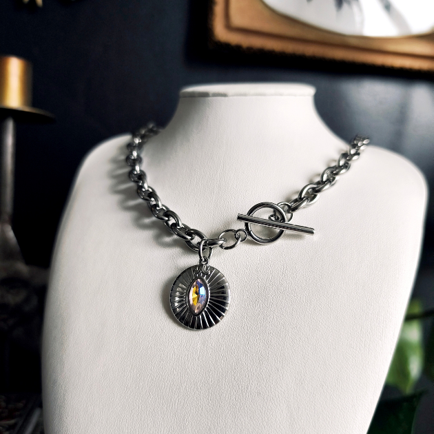 Collier Strass Art déco argenté