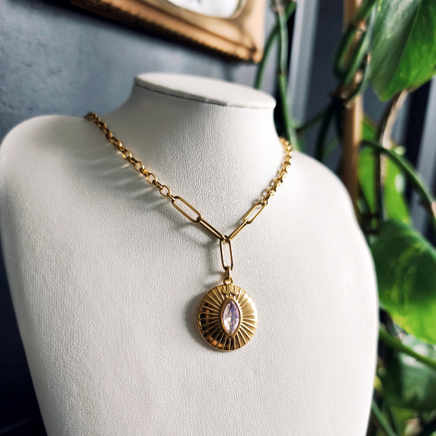 Collier Strass Art deco doré