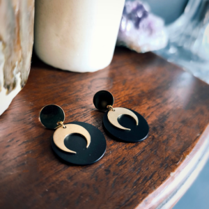 Boucles d'oreilles Luna Black & Gold