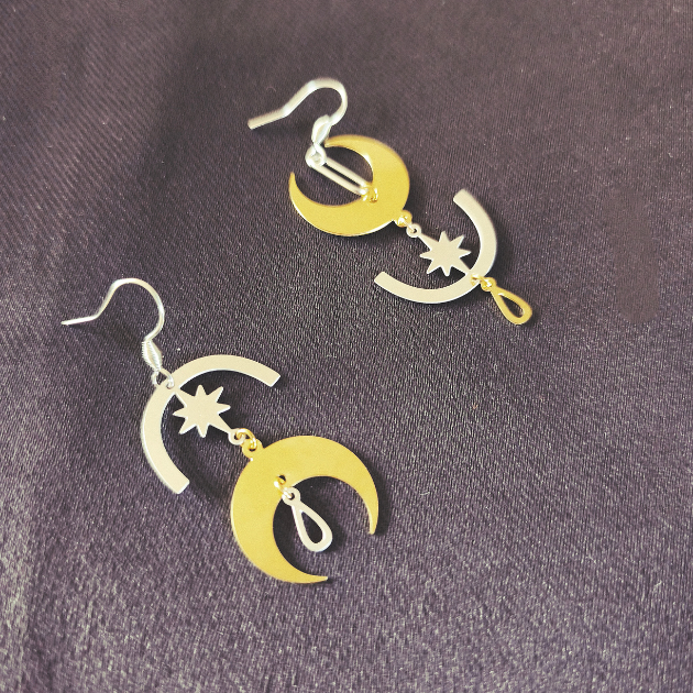 boucles oreilles magique lune