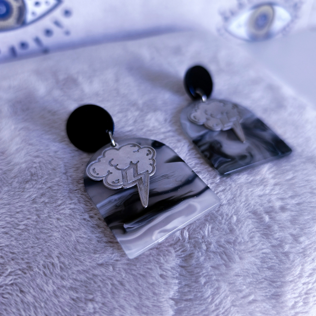 Boucles oreilles nuage d'orage